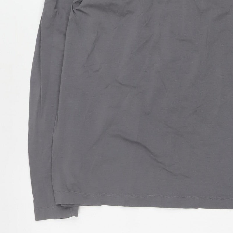 Selezione Grigio Women Grey L Roll Neck Stretch Cotton Basic Top