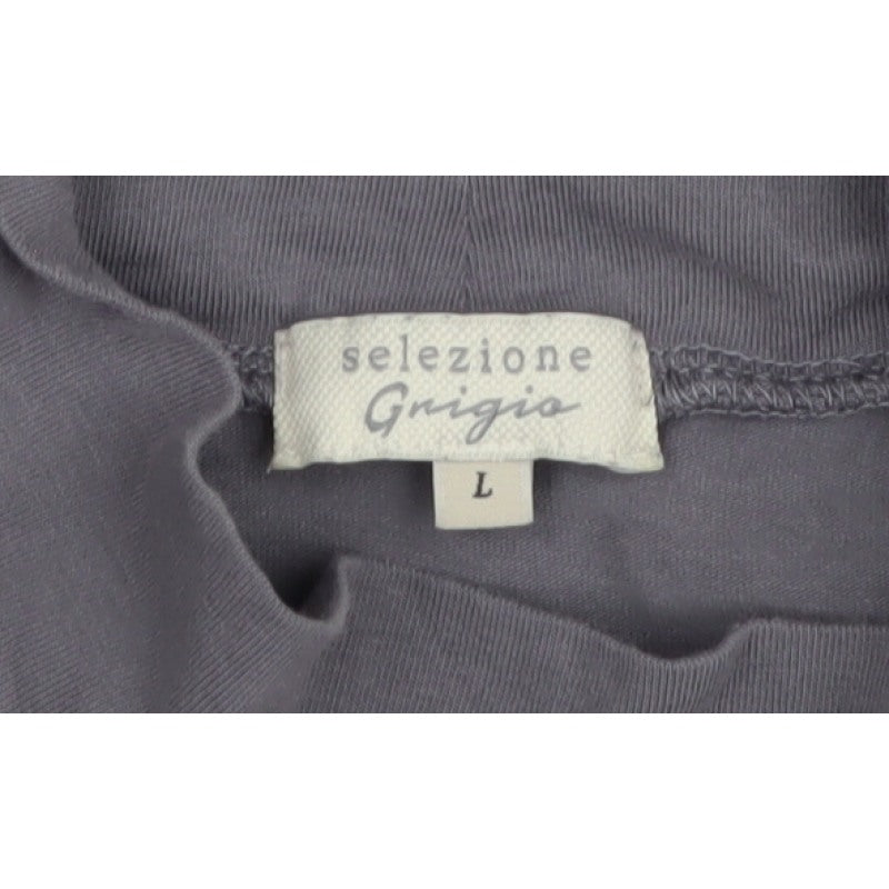 Selezione Grigio Women Grey L Roll Neck Stretch Cotton Basic Top