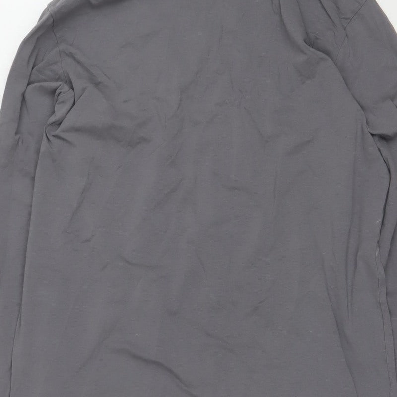 Selezione Grigio Women Grey L Roll Neck Stretch Cotton Basic Top