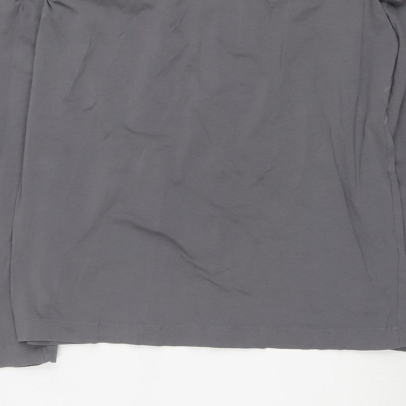 Selezione Grigio Women Grey L Roll Neck Stretch Cotton Basic Top