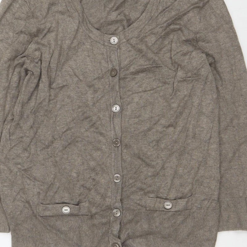 Wallis Women’s Brown V-Neck Button Cardigan Size 12