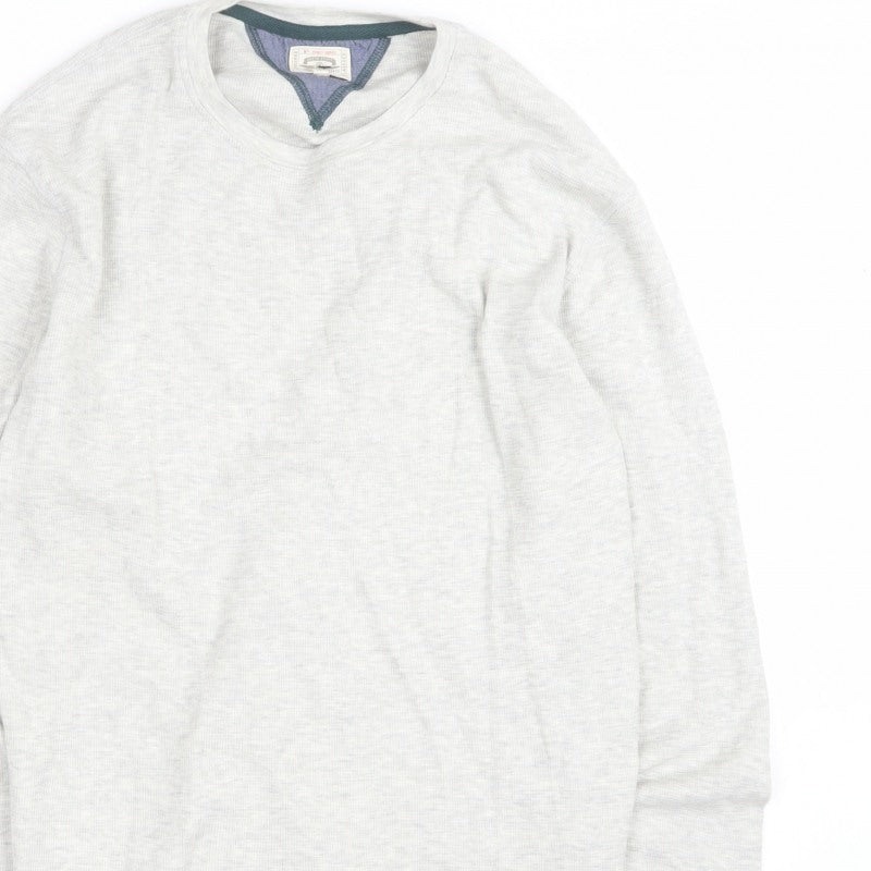 White Stuff Men’s Beige Oatmeal Long Sleeve Crew Neck Jersey Top M