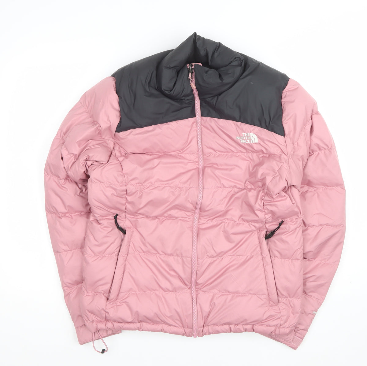 The North Face Womens Pink Black L Goose Down Puffer Jacket