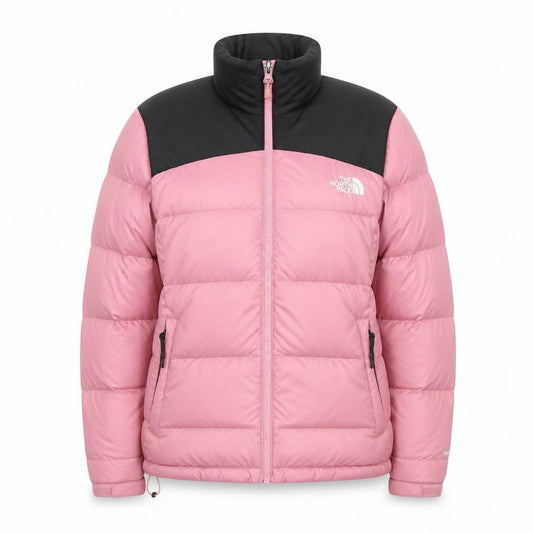 The North Face Womens Pink Black L Goose Down Puffer Jacket