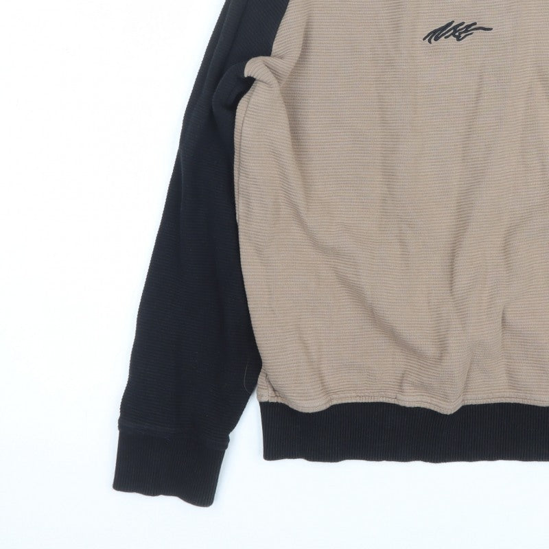 Next Boys Beige Black 10 Years Pullover Sweatshirt Logo Colourblock