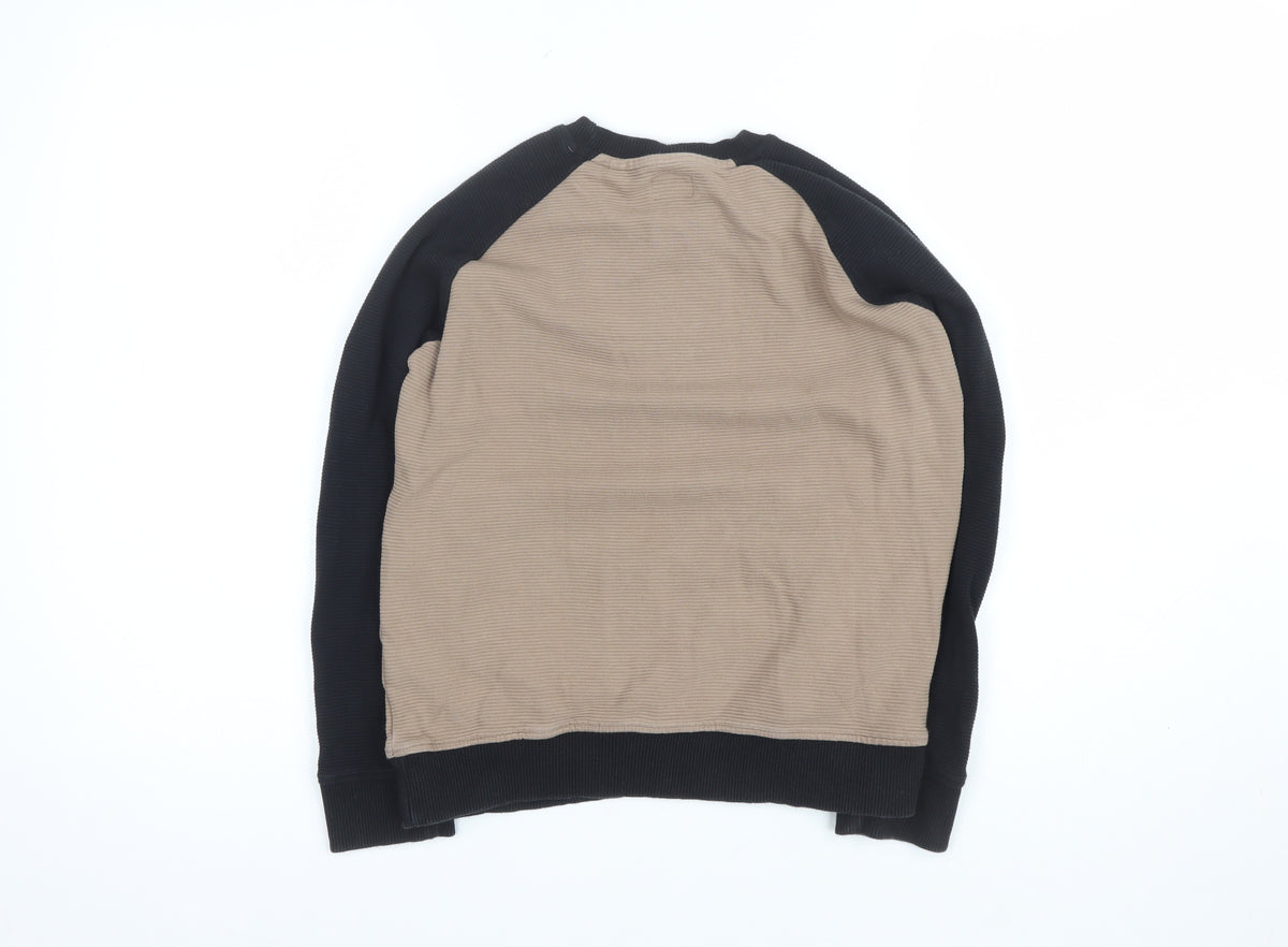 Next Boys Beige Black 10 Years Pullover Sweatshirt Logo Colourblock