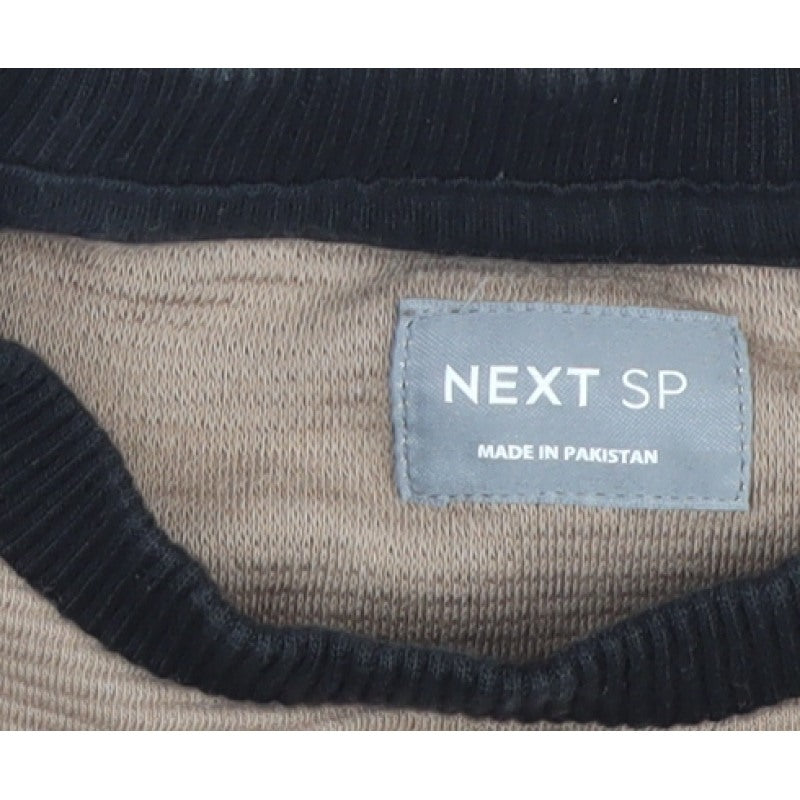 Next Boys Beige Black 10 Years Pullover Sweatshirt Logo Colourblock