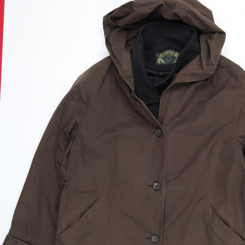 Loden Frey Men's Brown Size 52 Hooded Parka Coat Lined Button Winter