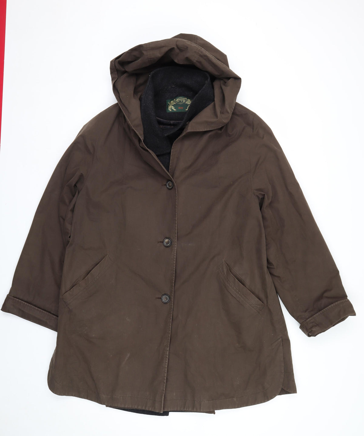 Loden Frey Men's Brown Size 52 Hooded Parka Coat Lined Button Winter