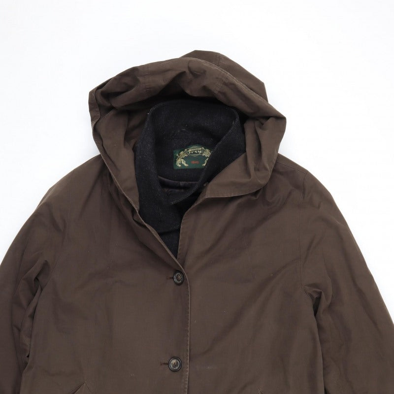 Loden Frey Men's Brown Size 52 Hooded Parka Coat Lined Button Winter