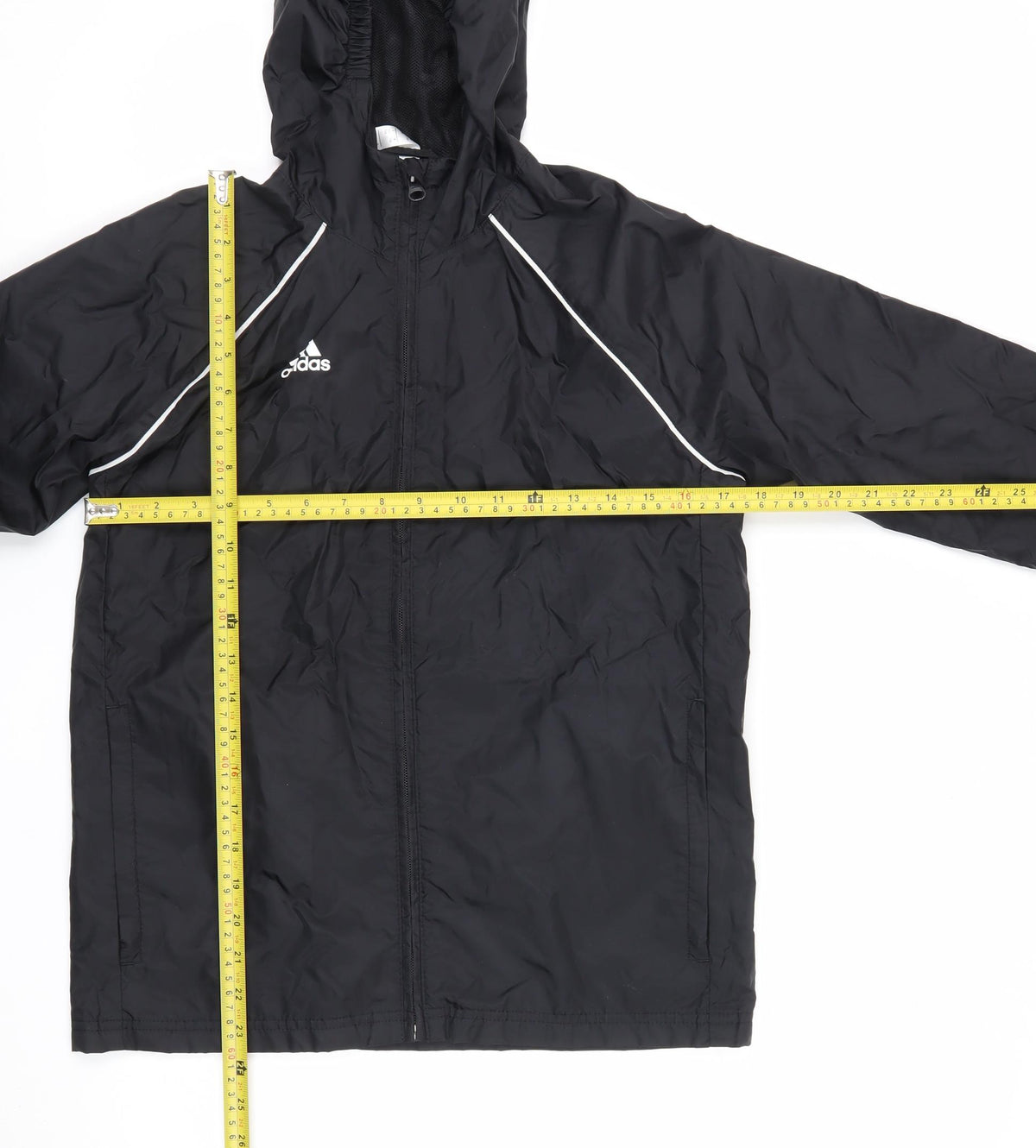 adidas Boys Black 11-12 Years Hooded Windbreaker Jacket Mesh Lined