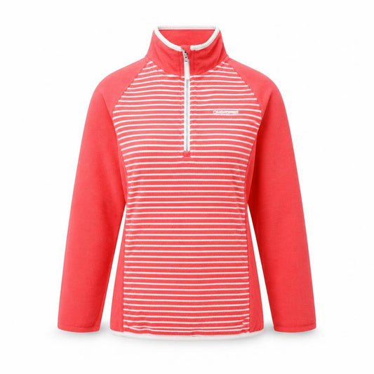 Craghoppers Women’s Red Striped UK 12 Half Zip Fleece Sweatshirt