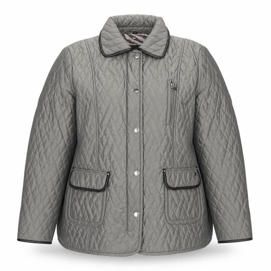 Junge Women’s Grey UK 18 Quilted Padded Snap Front Jacket