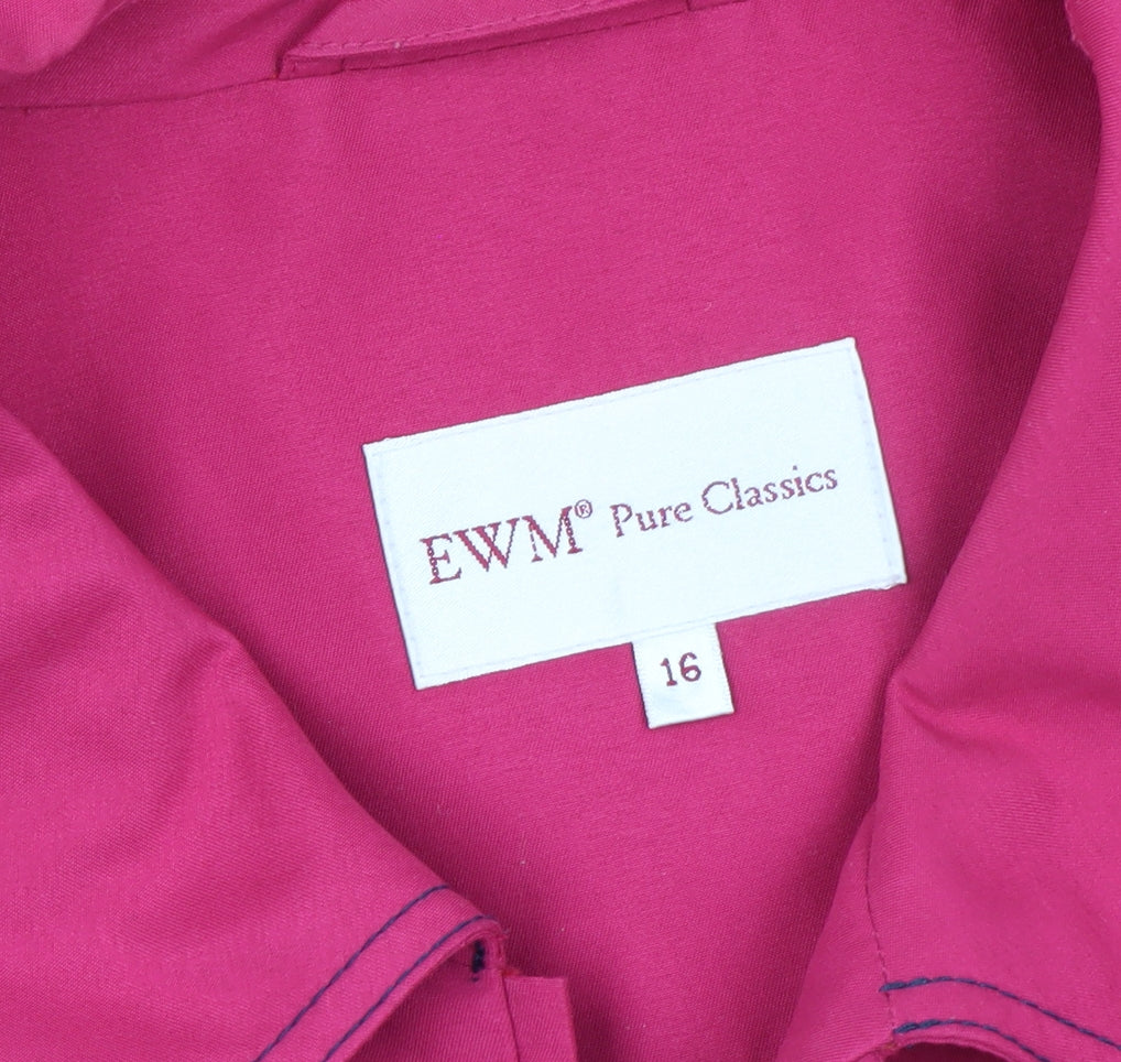 EWM Women's Pink Size 16 Basic Jacket Collared Full Zip