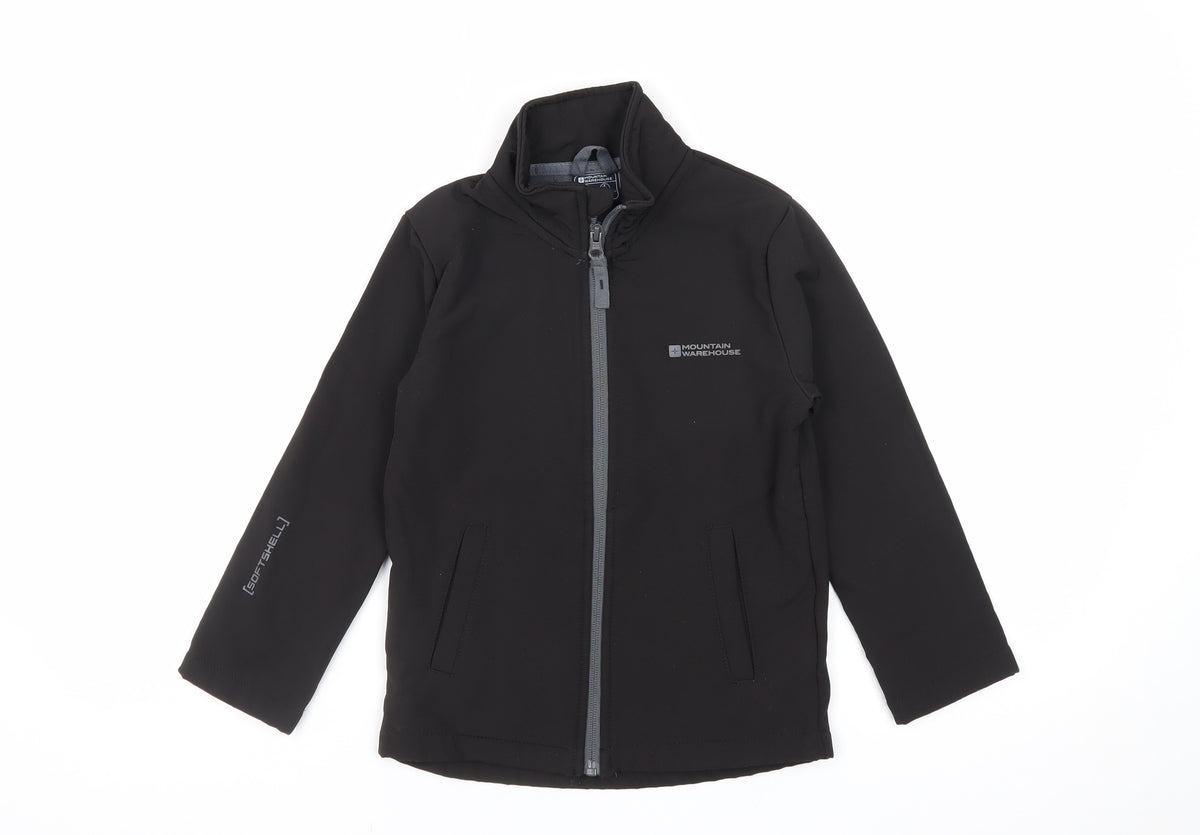 Mountain Warehouse Boys Black 5-6 Years Softshell Water Resistant Jacket