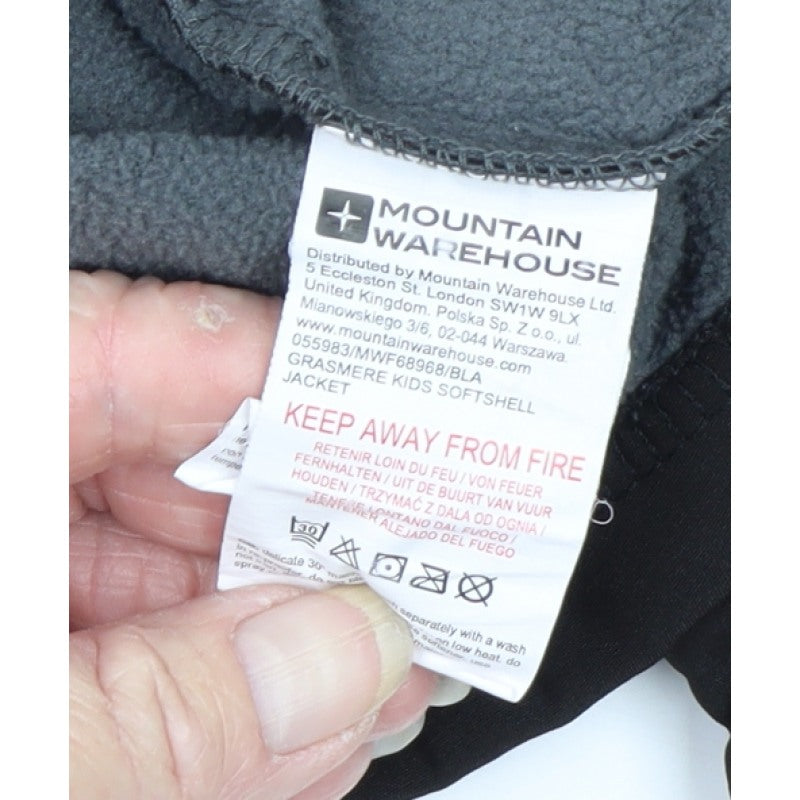 Mountain Warehouse Boys Black 5-6 Years Softshell Water Resistant Jacket