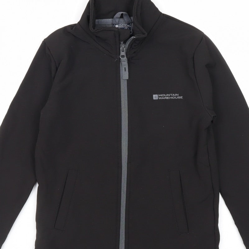 Mountain Warehouse Boys Black 5-6 Years Softshell Water Resistant Jacket