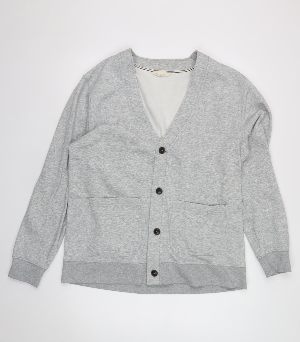 M&S Men’s Grey L Loungewear Button Front Pyjama Top Cardigan