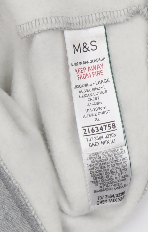 M&S Men’s Grey L Loungewear Button Front Pyjama Top Cardigan