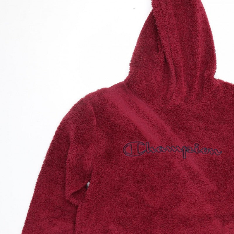 Champion Men’s Red Large Sherpa Fleece Pullover Hoodie Logo Pockets