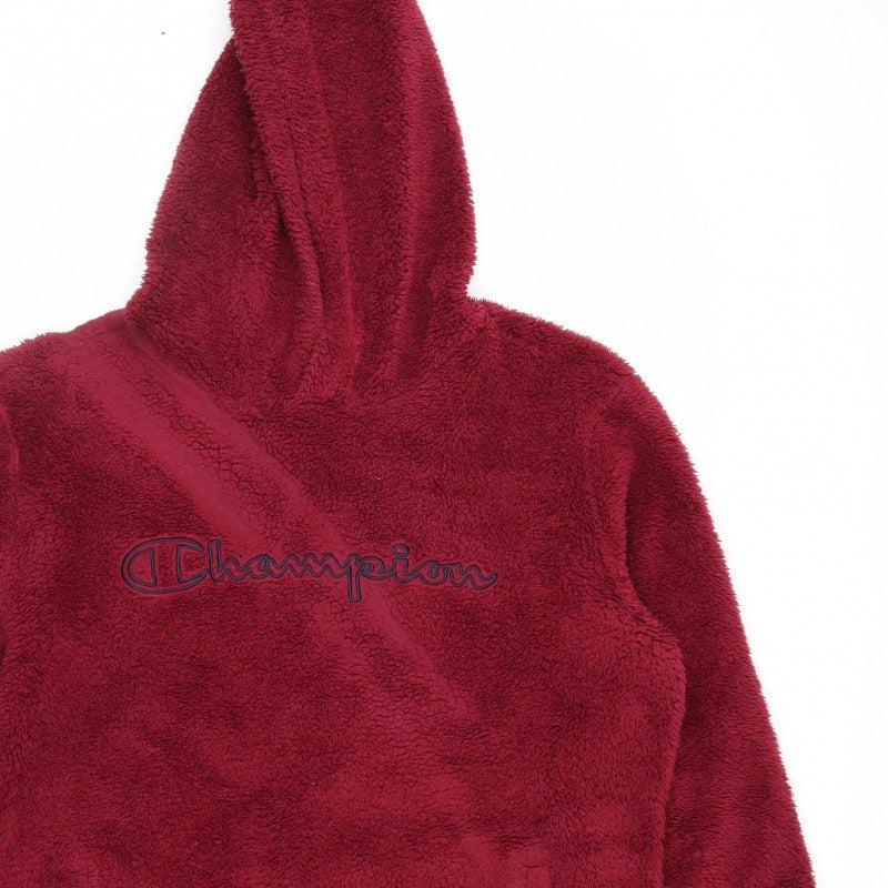 Champion Men’s Red Large Sherpa Fleece Pullover Hoodie Logo Pockets