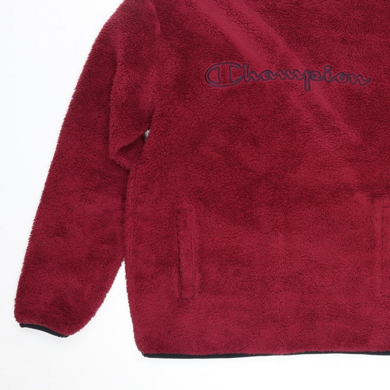 Champion Men’s Red Large Sherpa Fleece Pullover Hoodie Logo Pockets