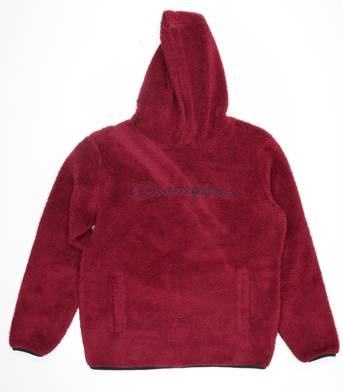 Champion Men’s Red Large Sherpa Fleece Pullover Hoodie Logo Pockets