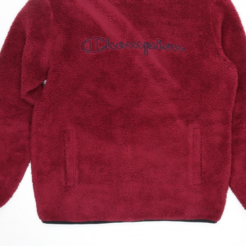 Champion Men’s Red Large Sherpa Fleece Pullover Hoodie Logo Pockets