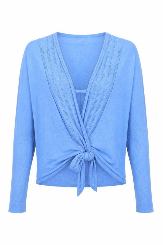 White Stuff Women’s Blue UK 10 Cotton Open Knit Tie Wrap Cardigan