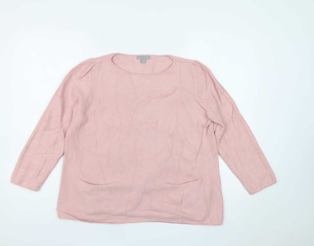COS Women Pink Cotton Knit Pocket Pullover Jumper Size M