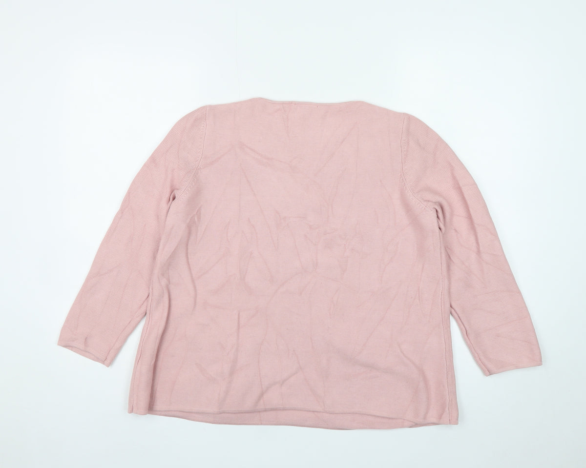 COS Women Pink Cotton Knit Pocket Pullover Jumper Size M