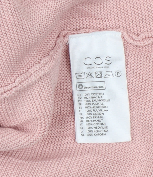COS Women Pink Cotton Knit Pocket Pullover Jumper Size M