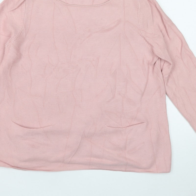 COS Women Pink Cotton Knit Pocket Pullover Jumper Size M