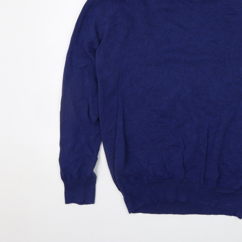 RJR John Rocha Men’s Blue Cotton V-Neck Pullover Jumper Size L