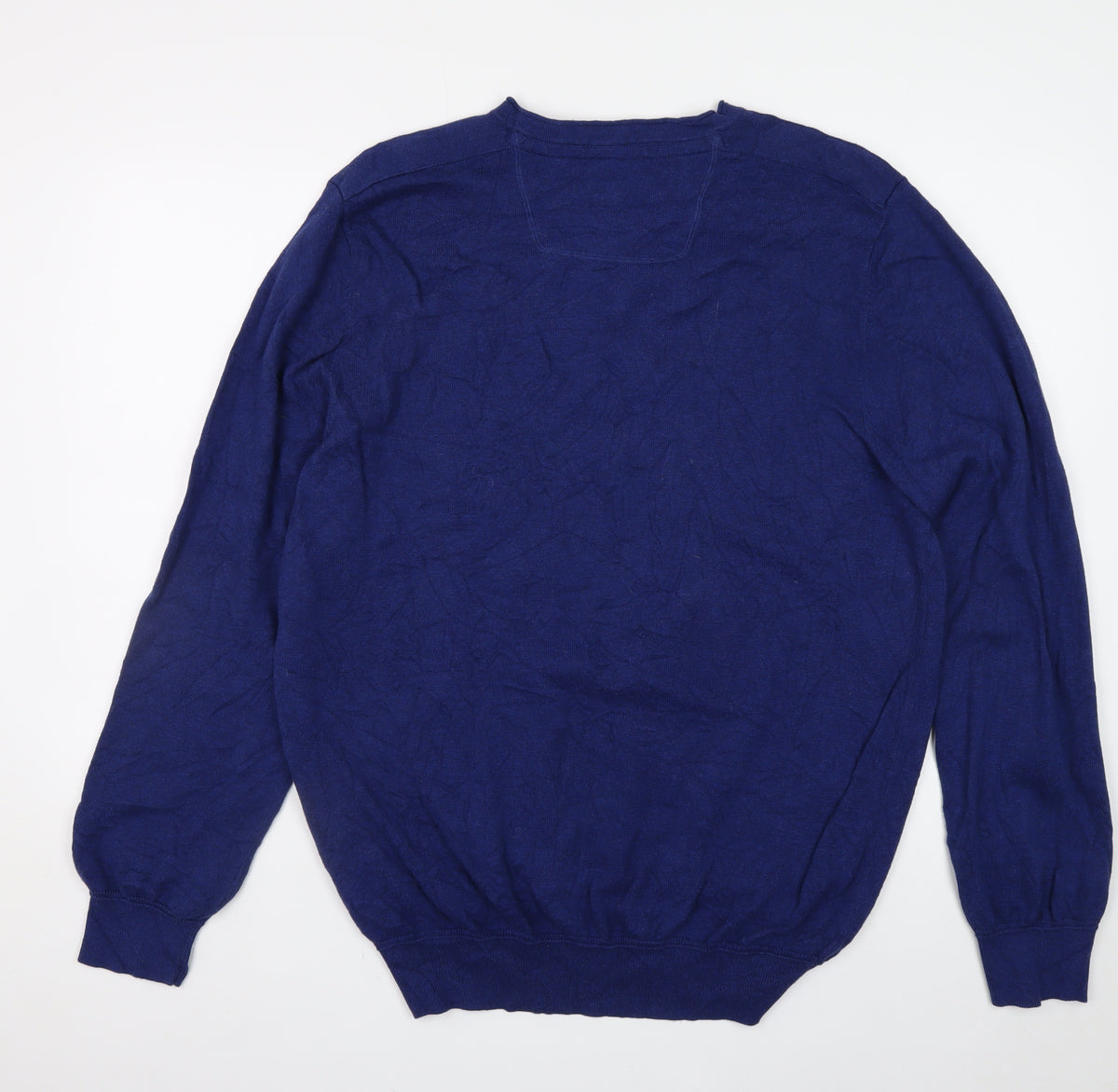 RJR John Rocha Men’s Blue Cotton V-Neck Pullover Jumper Size L