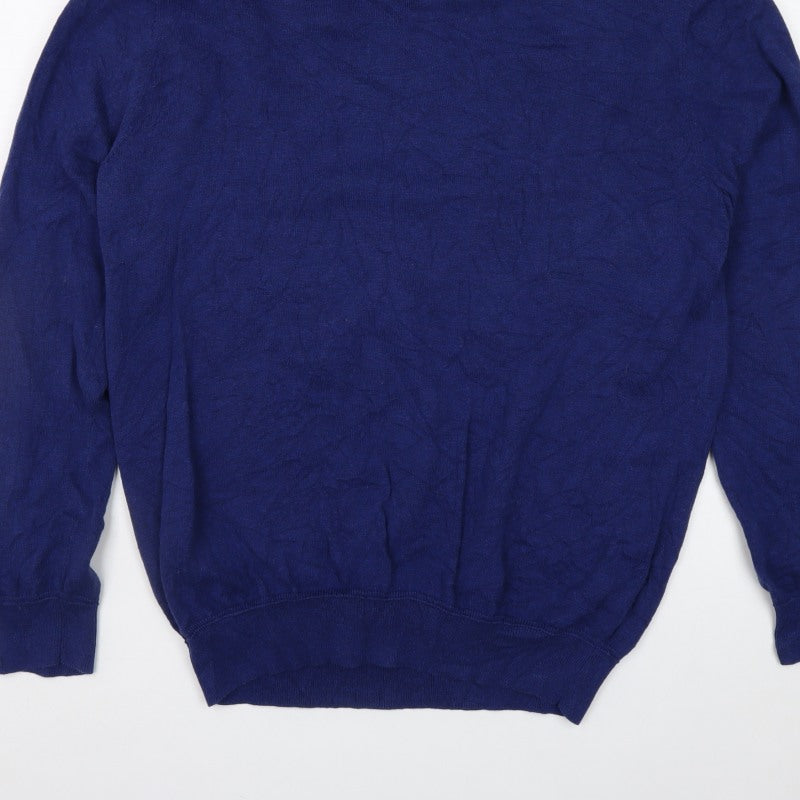 RJR John Rocha Men’s Blue Cotton V-Neck Pullover Jumper Size L