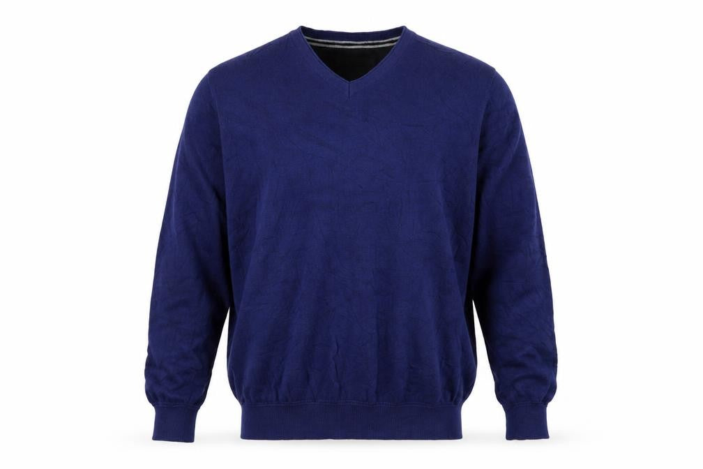 RJR John Rocha Men’s Blue Cotton V-Neck Pullover Jumper Size L
