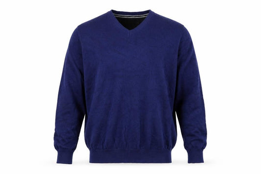 RJR John Rocha Men’s Blue Cotton V-Neck Pullover Jumper Size L