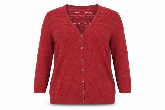Fat Face Women’s Red Linen Blend V-Neck 3/4 Sleeve Cardigan UK 16