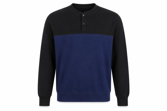 UNIQLO Men’s Black Blue XL Henley Colour Block Sweatshirt