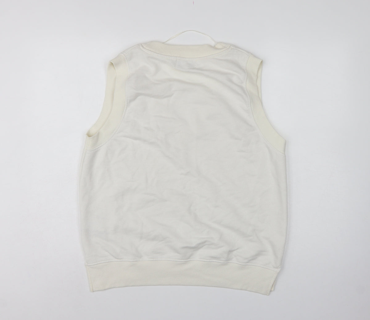 Pull&Bear Women Ivory M Sleeveless V-Neck Pullover Sweatshirt Vest