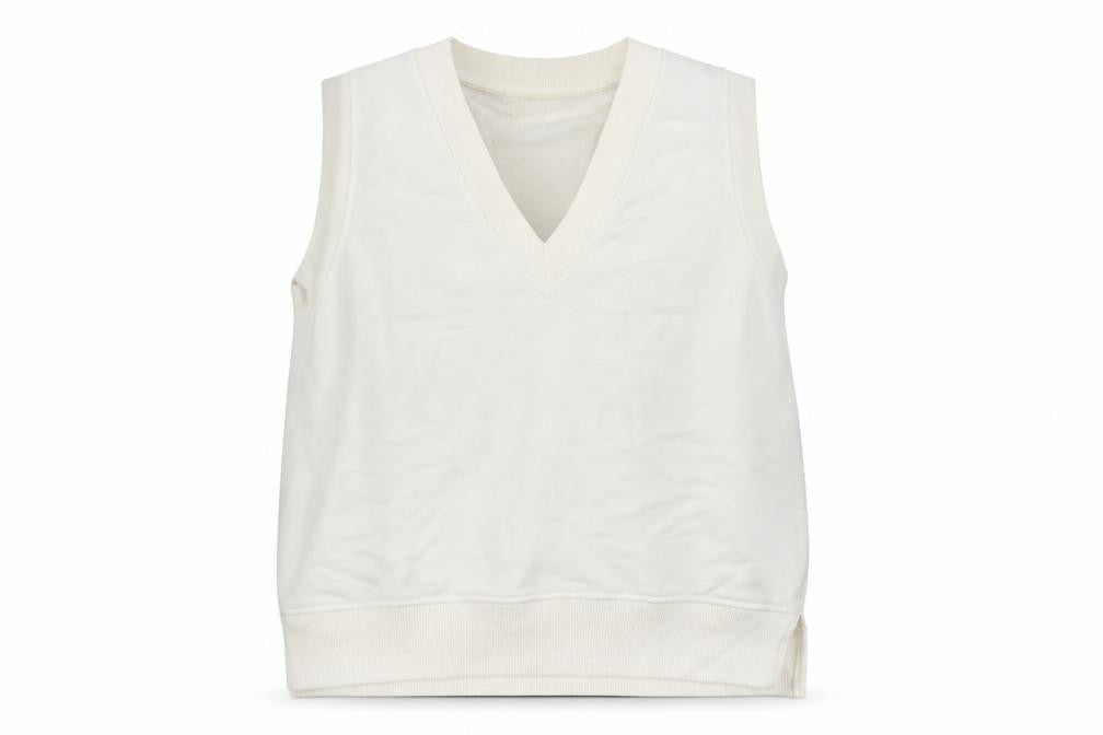 Pull&Bear Women Ivory M Sleeveless V-Neck Pullover Sweatshirt Vest