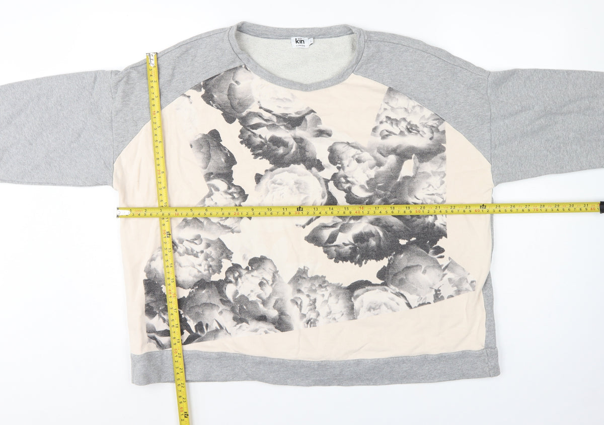 Kin John Lewis Women’s Grey Floral Panel Sweatshirt L Cotton