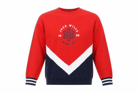 Jack Wills Men's Red L Pullover Christmas Snowflake Fleece Sweatshirt