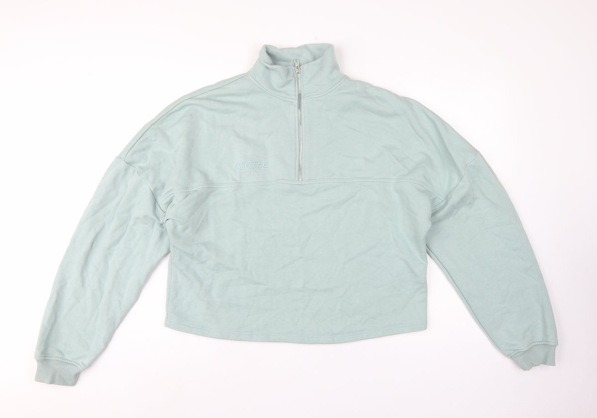 Bo+Tee Women’s Mint Green M 1/2 Zip High Neck Oversized Sweatshirt