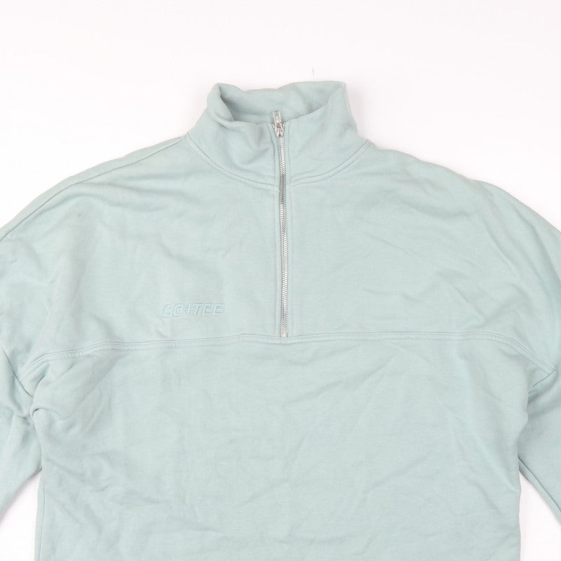 Bo+Tee Women’s Mint Green M 1/2 Zip High Neck Oversized Sweatshirt