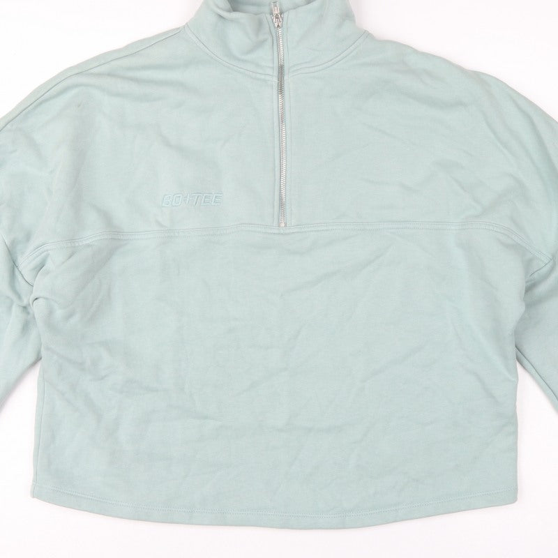 Bo+Tee Women’s Mint Green M 1/2 Zip High Neck Oversized Sweatshirt