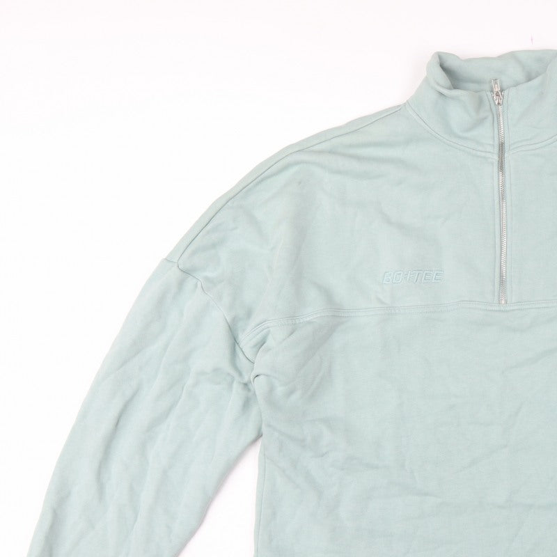 Bo+Tee Women’s Mint Green M 1/2 Zip High Neck Oversized Sweatshirt