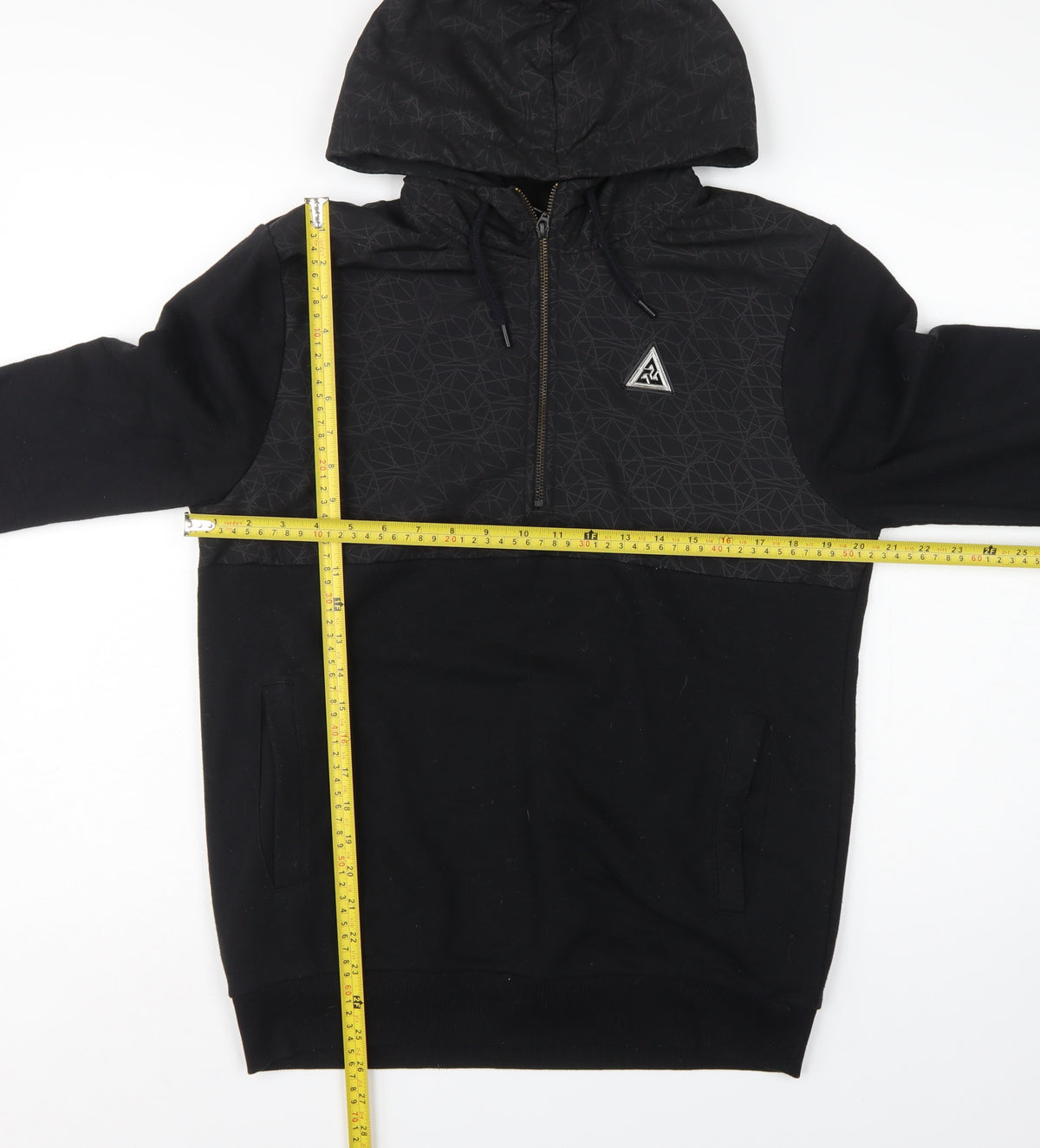 River Island Men’s Black S Geometric 1/2 Zip Hooded Pullover Hoodie