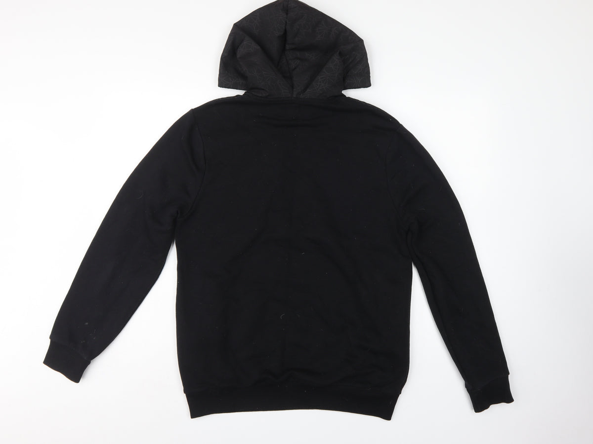 River Island Men’s Black S Geometric 1/2 Zip Hooded Pullover Hoodie